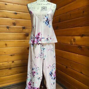 In Bloom by Jonquil Joelle Floral Lace Trim Satin Pajama Set - Size S